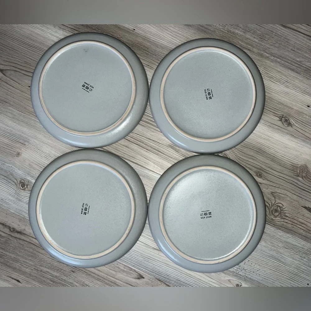 West Elm Salad Plate Set Of 4 Charleston Blueish Gray 8.25”